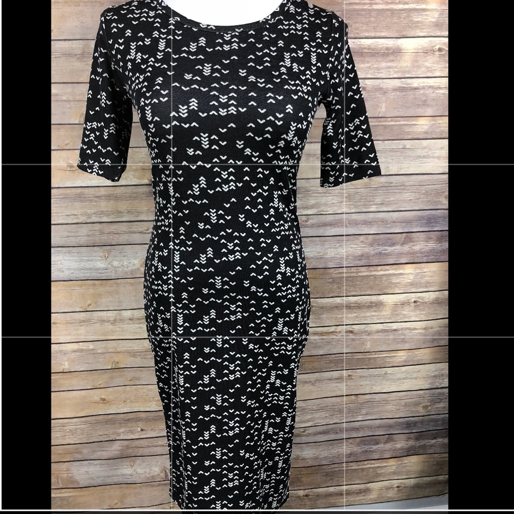 Xxs Euc Lularoe Julia Dress worn 1x black & white